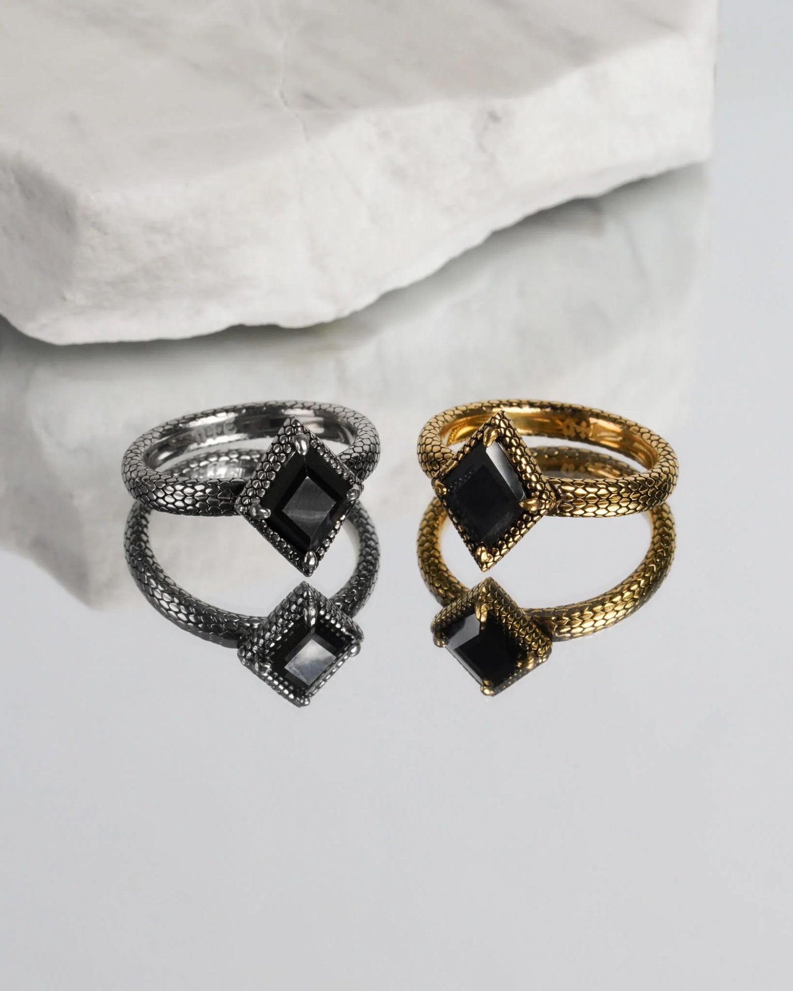 Black Lake Serpent Ring-Rings- US 4 - Silver - Ask & Embla