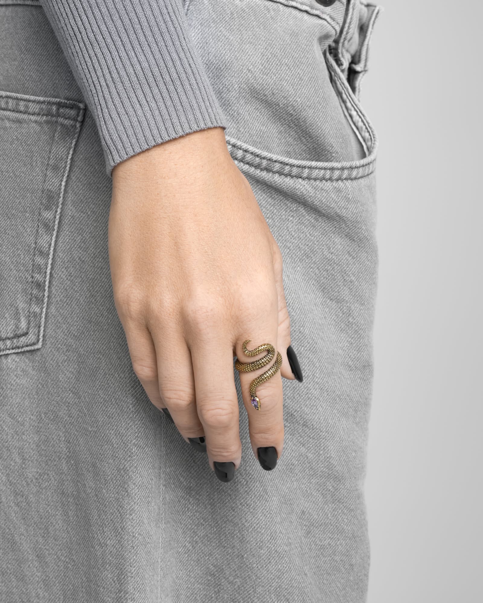 Sorcerer Serpent Ring-Rings- US 4 - Silver - Ask & Embla