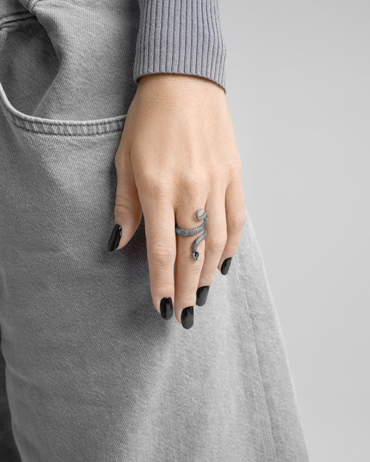 Sorcerer Serpent Ring-Rings- US 4 - Silver - Ask & Embla