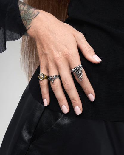 THE SACRILEGE Ring-Rings- Two-toned (Silver Base) - US4 - Ask & Embla