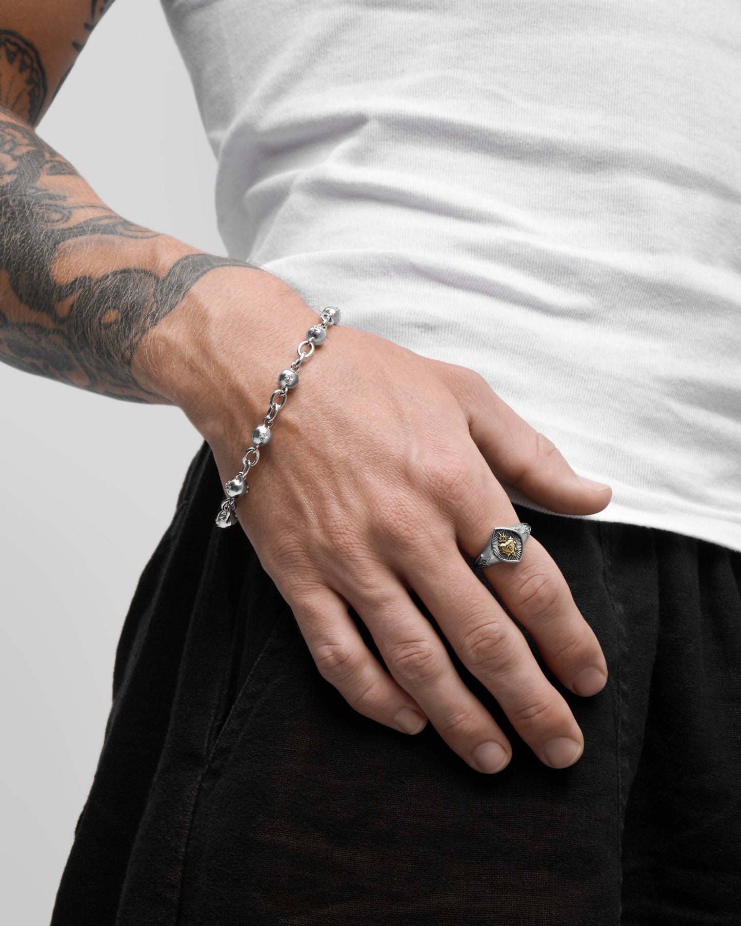 THE SACRILEGE Ring-Rings- Two-toned (Silver Base) - US4 - Ask & Embla