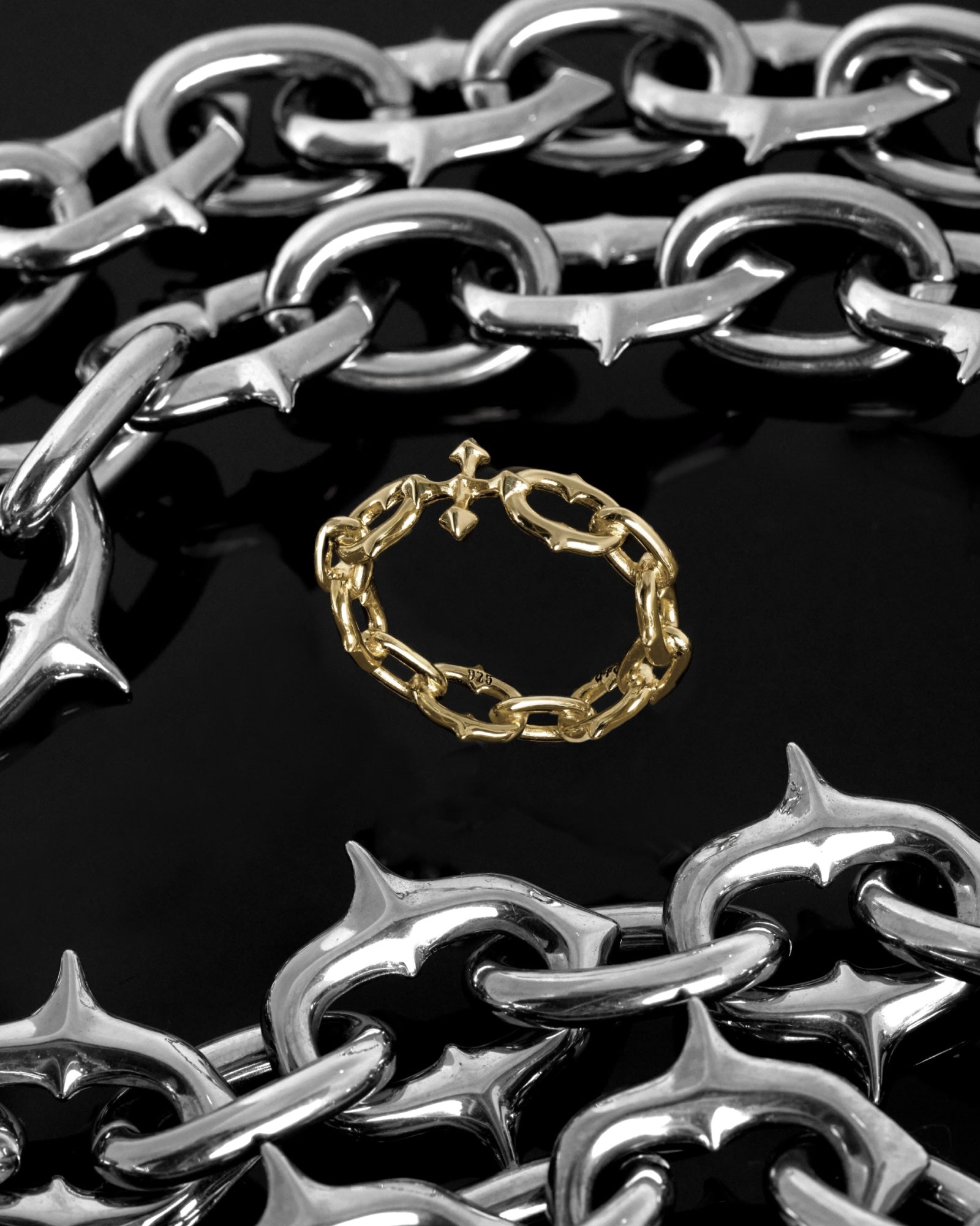 UNHOLY GRAIL Chain Ring-Rings- Gold - US4 - Ask & Embla