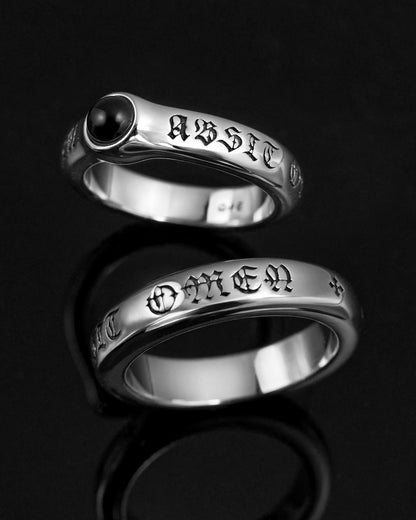 ABSIT OMEN Onyx Amulet Ring-Rings- Silver - US5 - Ask & Embla