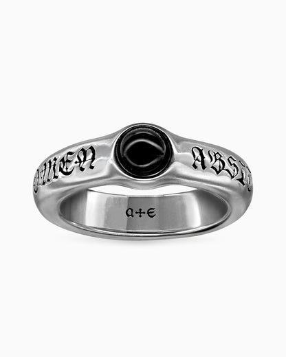 ABSIT OMEN Onyx Amulet Ring-Rings- Silver - US5 - Ask & Embla