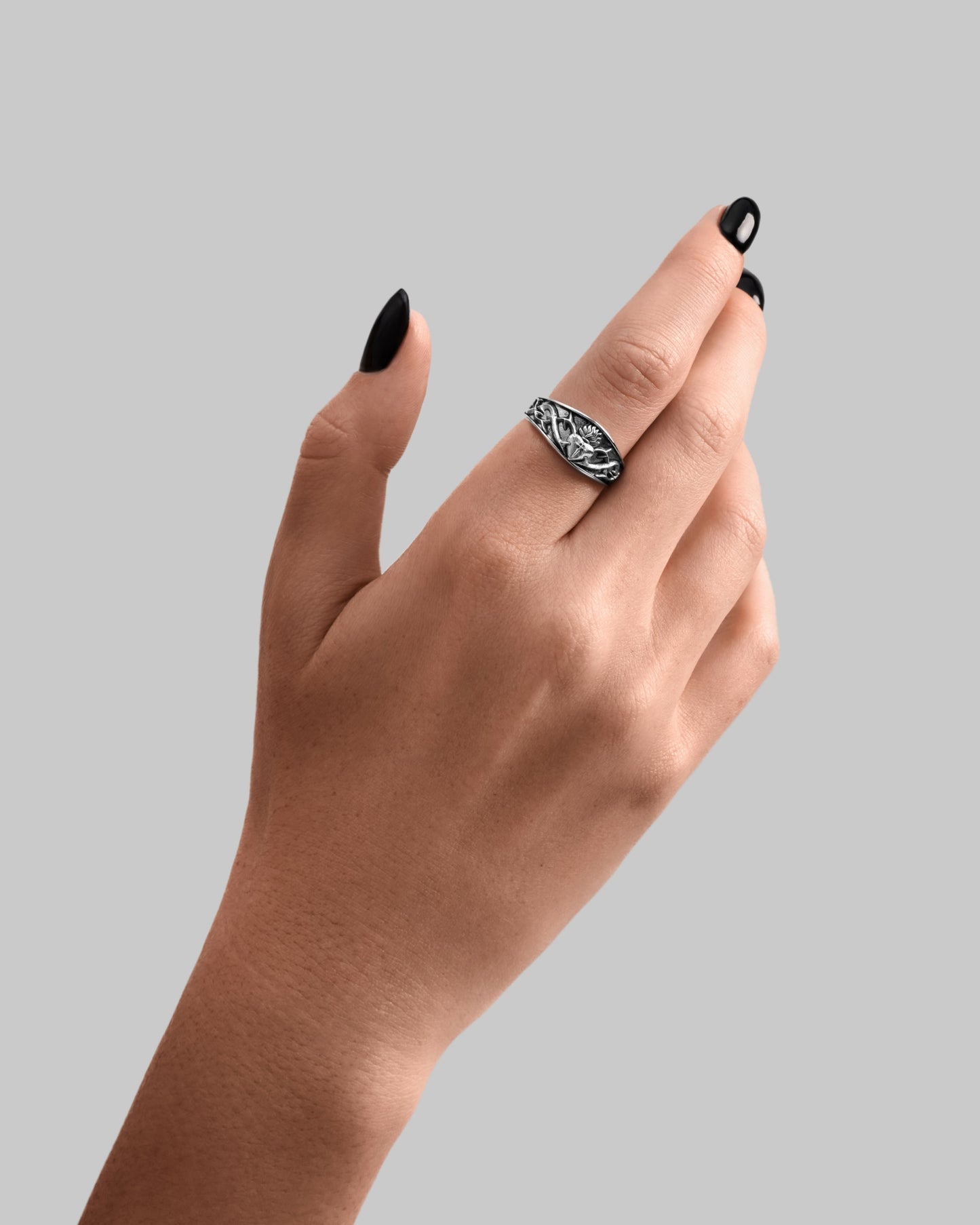 The Sacrament Claddagh Band Ring-Rings- Silver - US6 - Ask & Embla