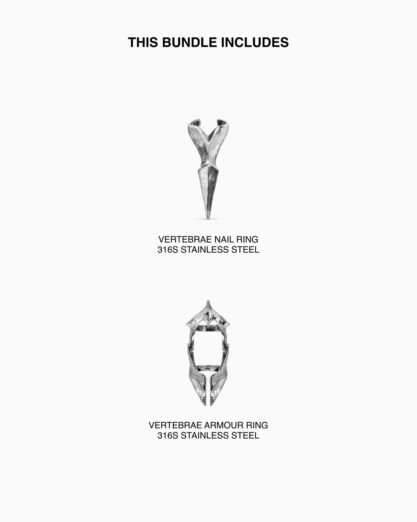 Vertebrae nail ring and Vertebrae armour ring bundle-Rings- - - Ask & Embla