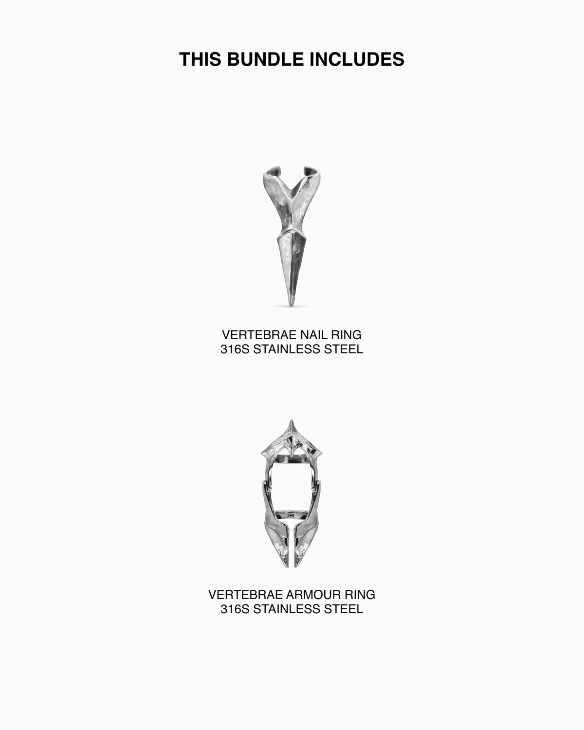 Vertebrae nail ring and Vertebrae armour ring bundle-Rings- - - Ask & Embla