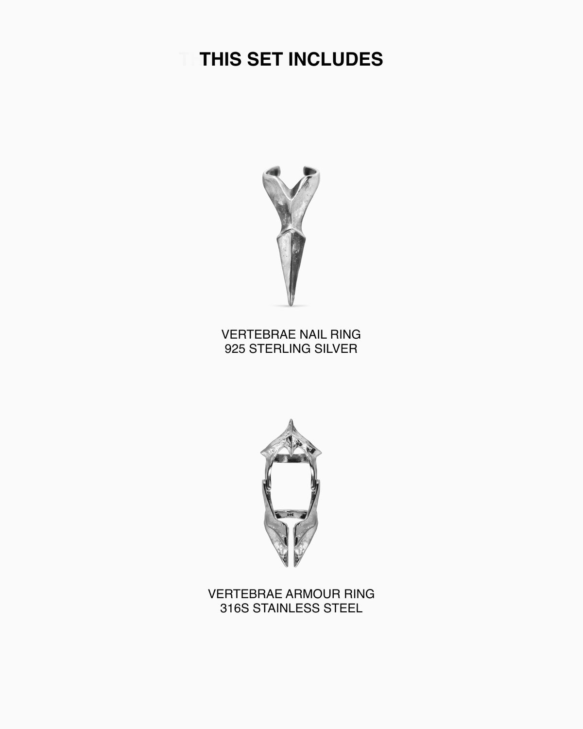 Vertebrae nail ring and armour ring set - Ask & Embla