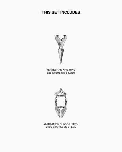 Vertebrae nail ring and armour ring set - Ask & Embla
