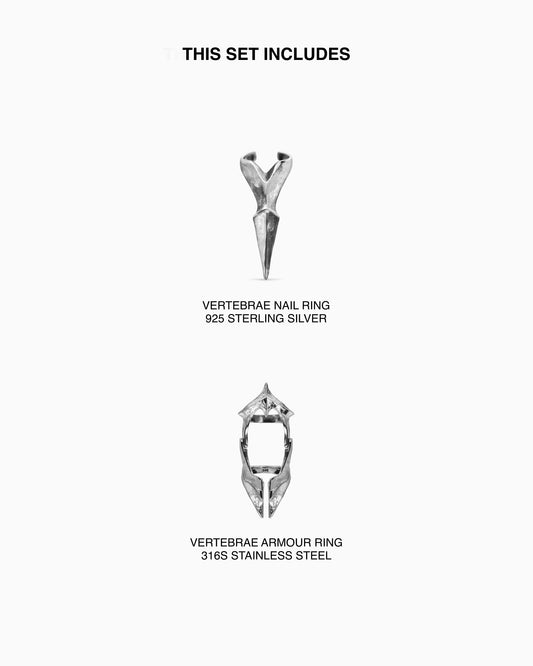 Vertebrae nail ring and armour ring set