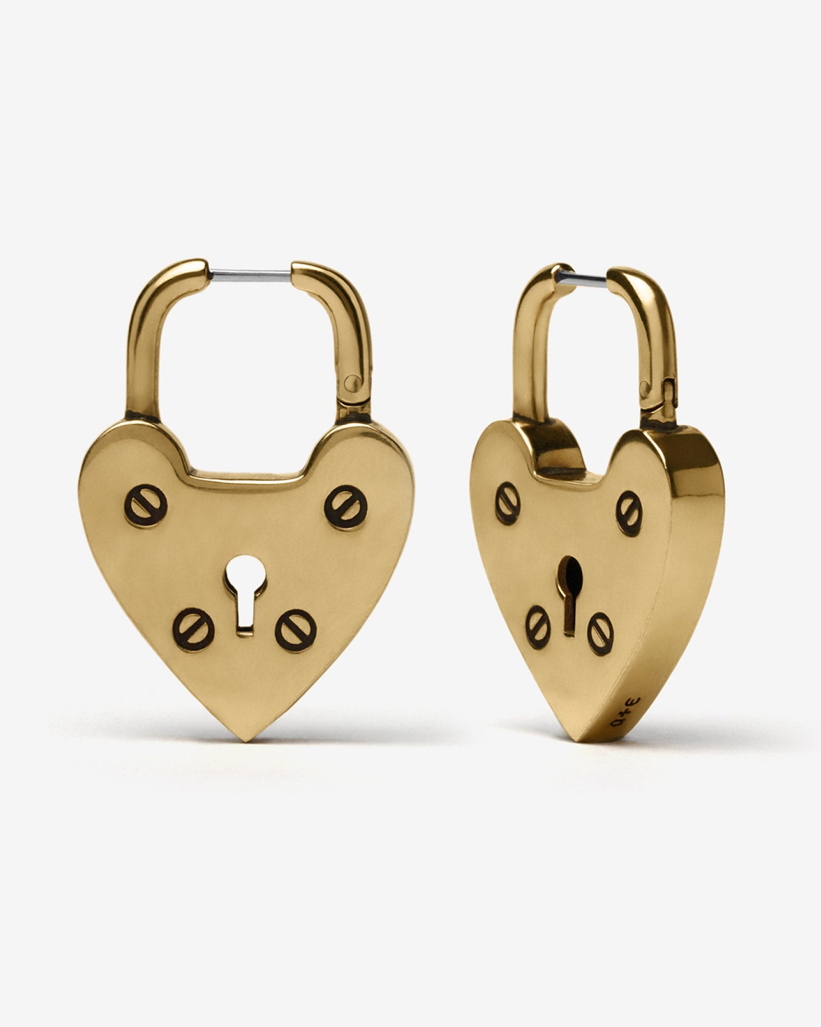 Charm - Lock with Heart Shape Key Hole, Antique Gold