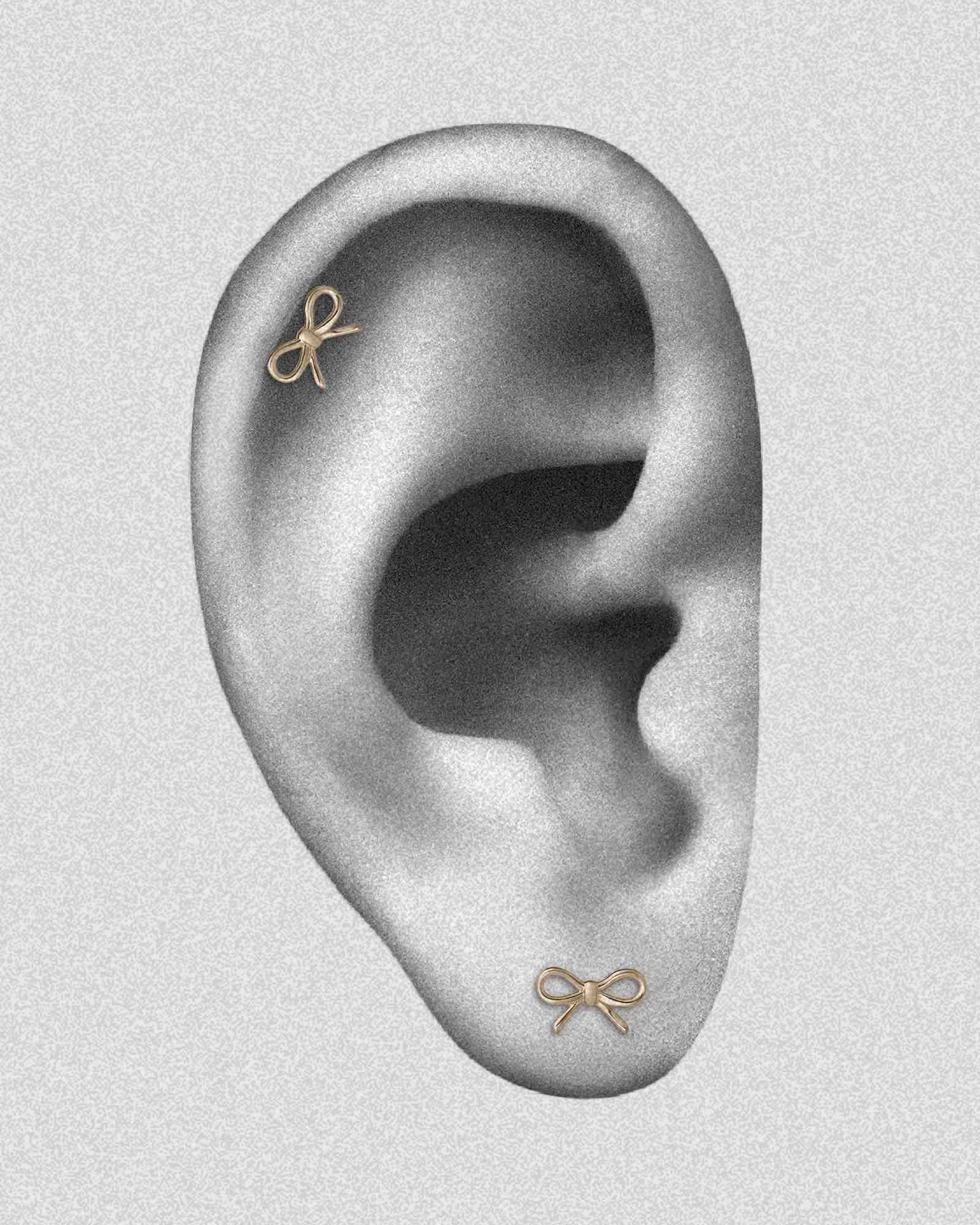 14K Gold with CZs Tiny Bow Screw Back Earrings – Olly-Olly