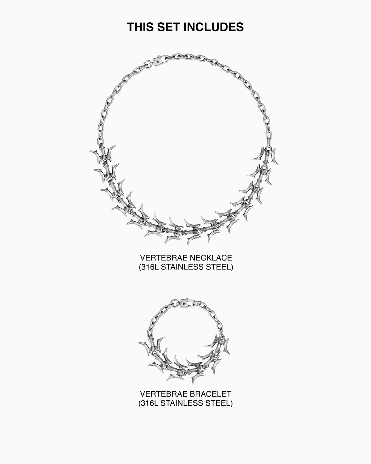 Vertebrae necklace and bracelet set
