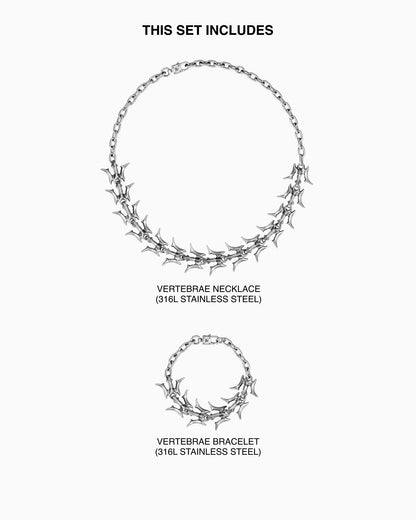 Vertebrae necklace and bracelet set