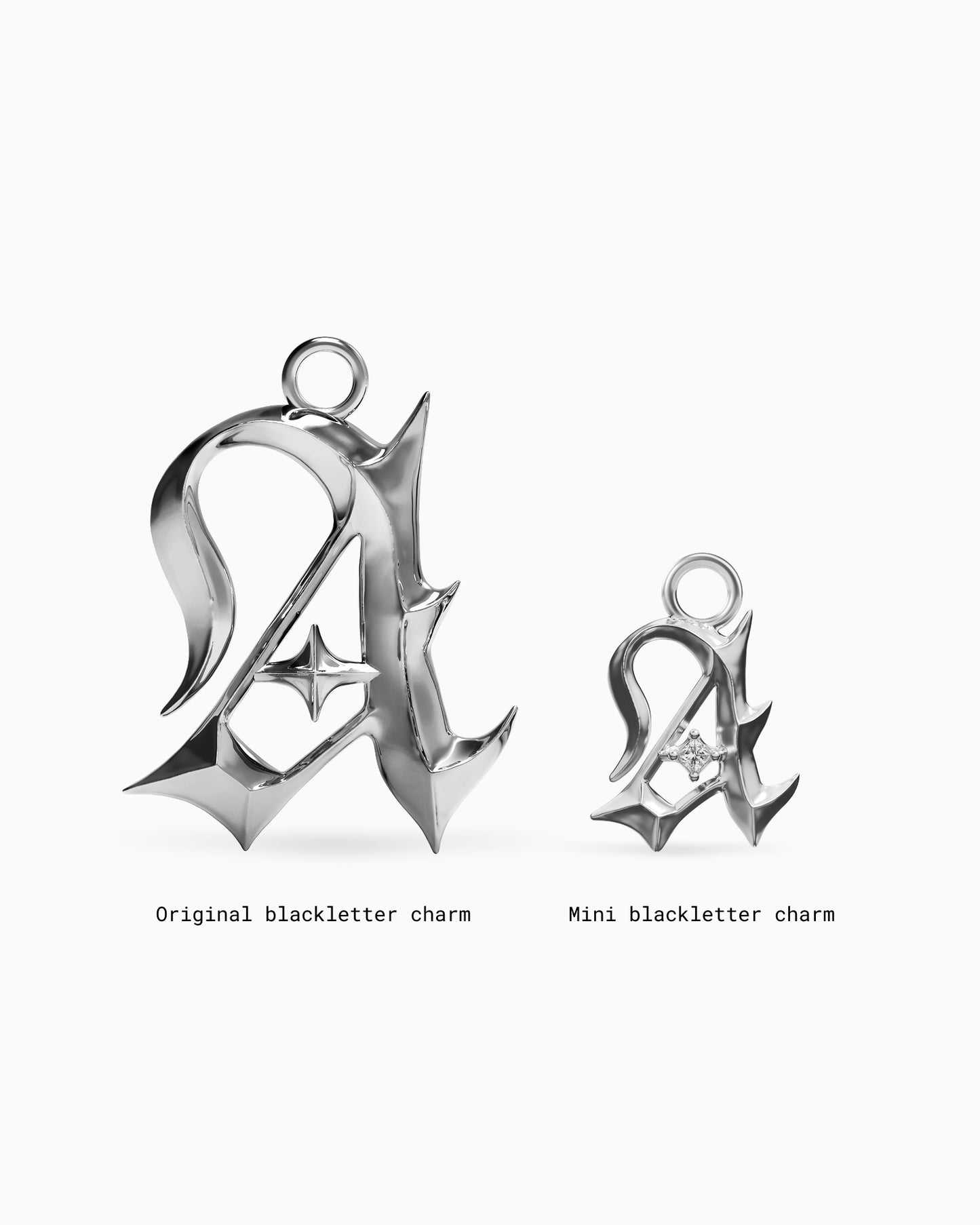 Mini Blackletter Charms - T-Charms- Silver - - Ask & Embla