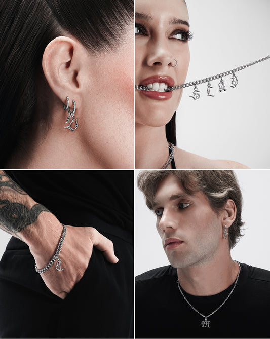 Mini Blackletter Charms - T-Charms- Silver - - Ask & Embla