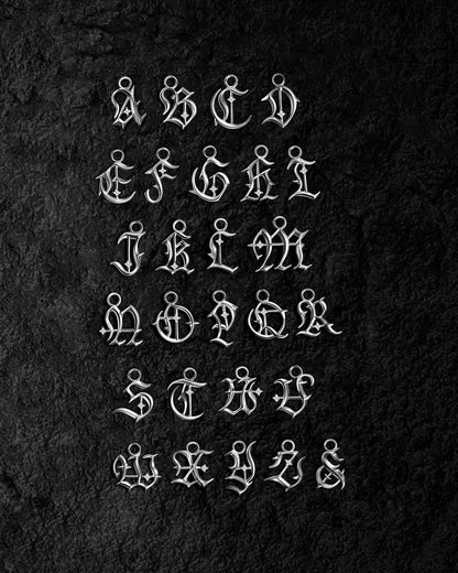 Mini Blackletter Charms - T-Charms- Silver - - Ask & Embla