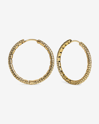 Serpent Hoop Earrings-Ear Hoops- Gold - Large - Ask & Embla