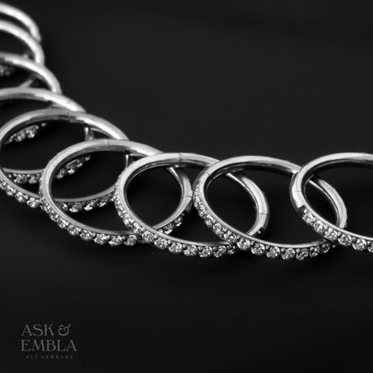 Bejewelled Ring Stacks-Ring Stacks- Silver with Black Onyx Cubic Zirconia - 10mm - Ask & Embla