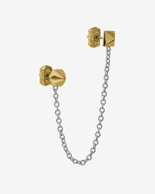 Sync Chain Earrings-Ear Studs- Two-toned (Gold and Silver) - - Ask & Embla