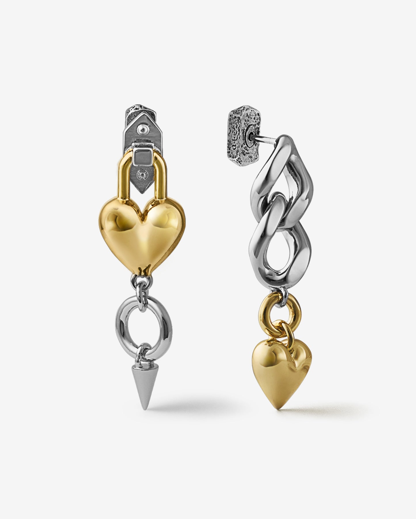 Saint Valentine Earrings-Ear Dangles- Two-toned (Gold and Silver) - - Ask & Embla