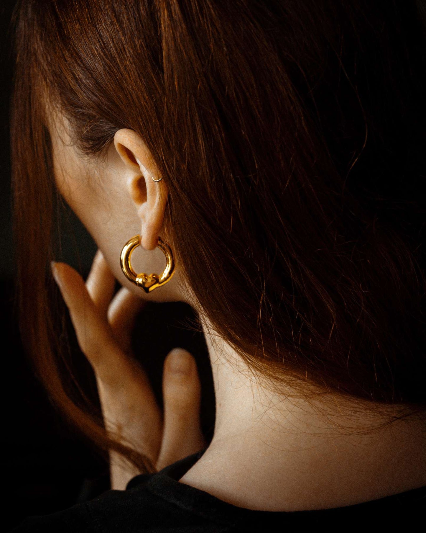 Harrow Heart Earrings-Ear Hoops- Gold - - Ask & Embla
