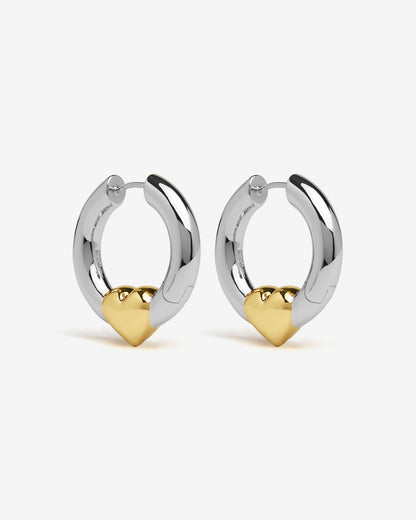 Harrow Heart Earrings-Ear Hoops- Gold - - Ask & Embla