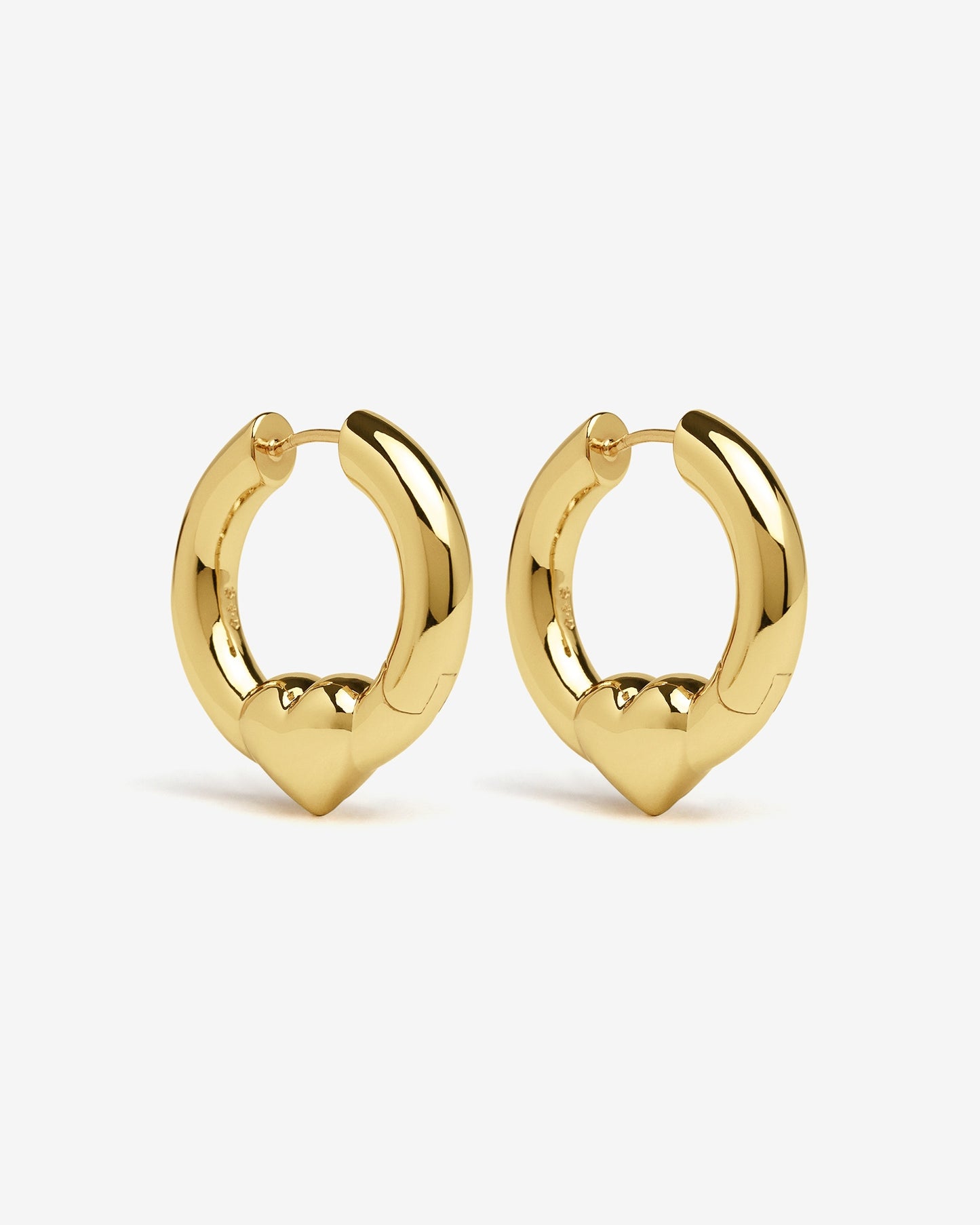 Harrow Heart Earrings-Ear Hoops- Gold - - Ask & Embla
