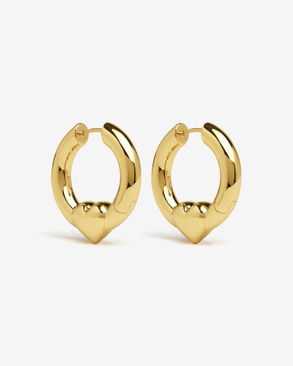 Harrow Heart Earrings-Ear Hoops- Gold - - Ask & Embla