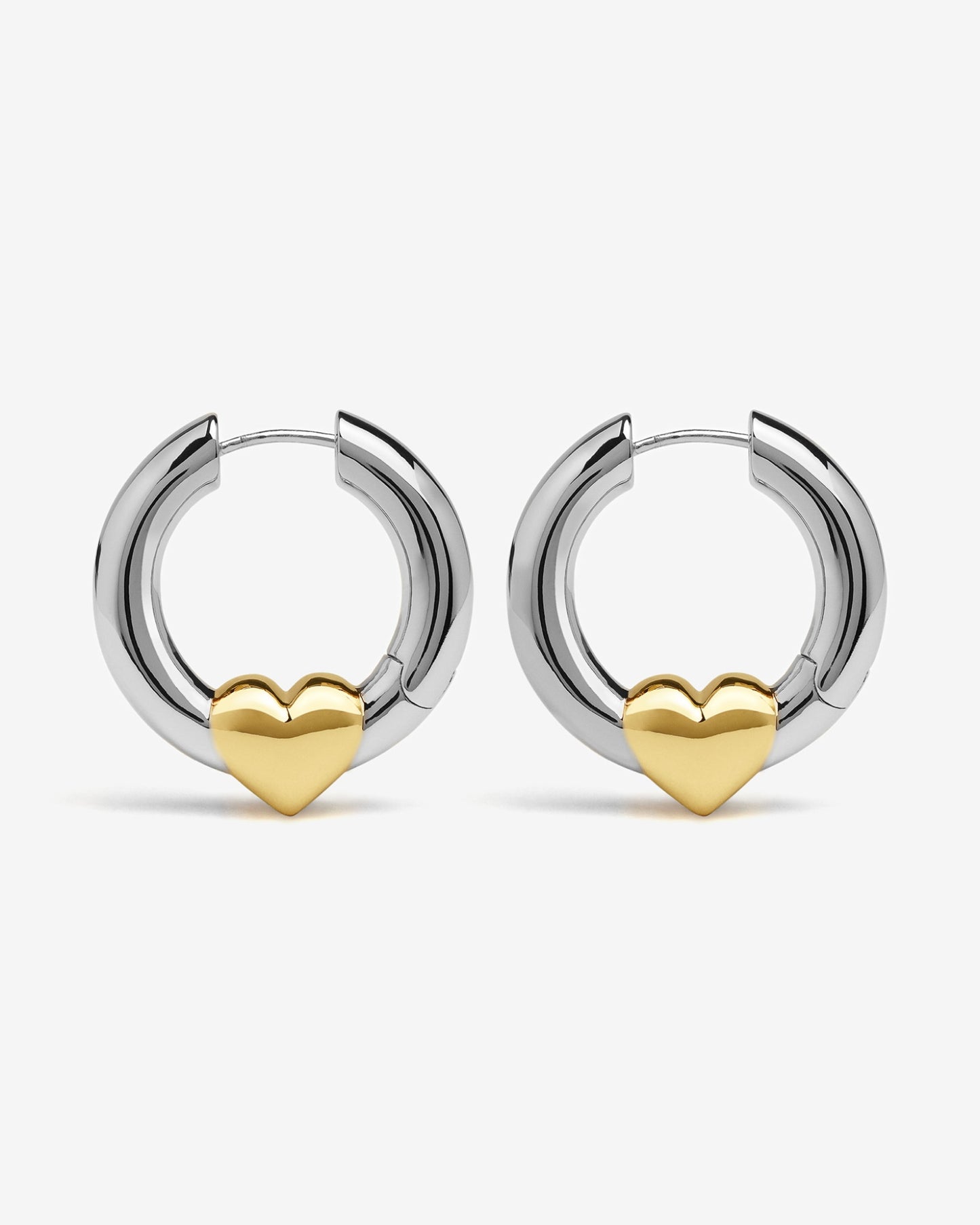 Harrow Heart Earrings-Ear Hoops- Two-toned (Gold and Silver) - - Ask & Embla