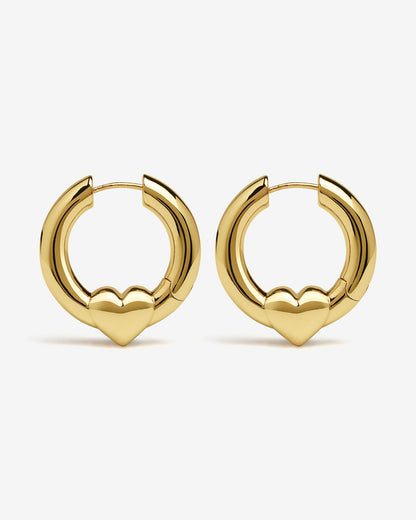 Harrow Heart Earrings-Ear Hoops- Gold - - Ask & Embla