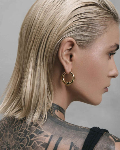 Harrow Heart Earrings-Ear Hoops- Gold - - Ask & Embla