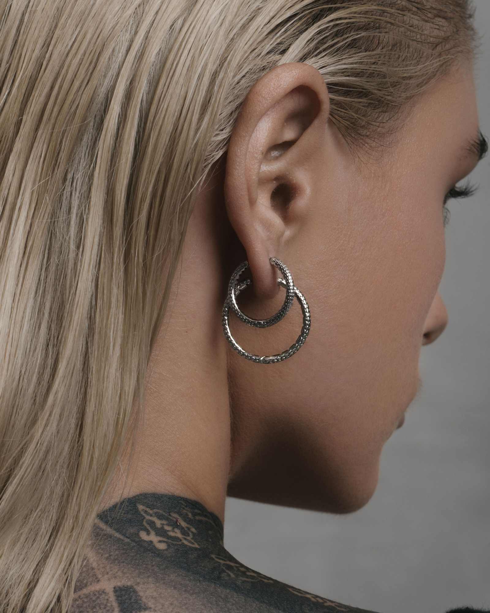 Serpent Hoop Earrings-Ear Hoops- Gold - Small - Ask & Embla