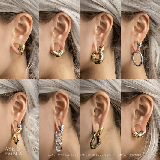 Hammered Lobe Cuffs™️ - Lobe Cuffs - Ask and Embla