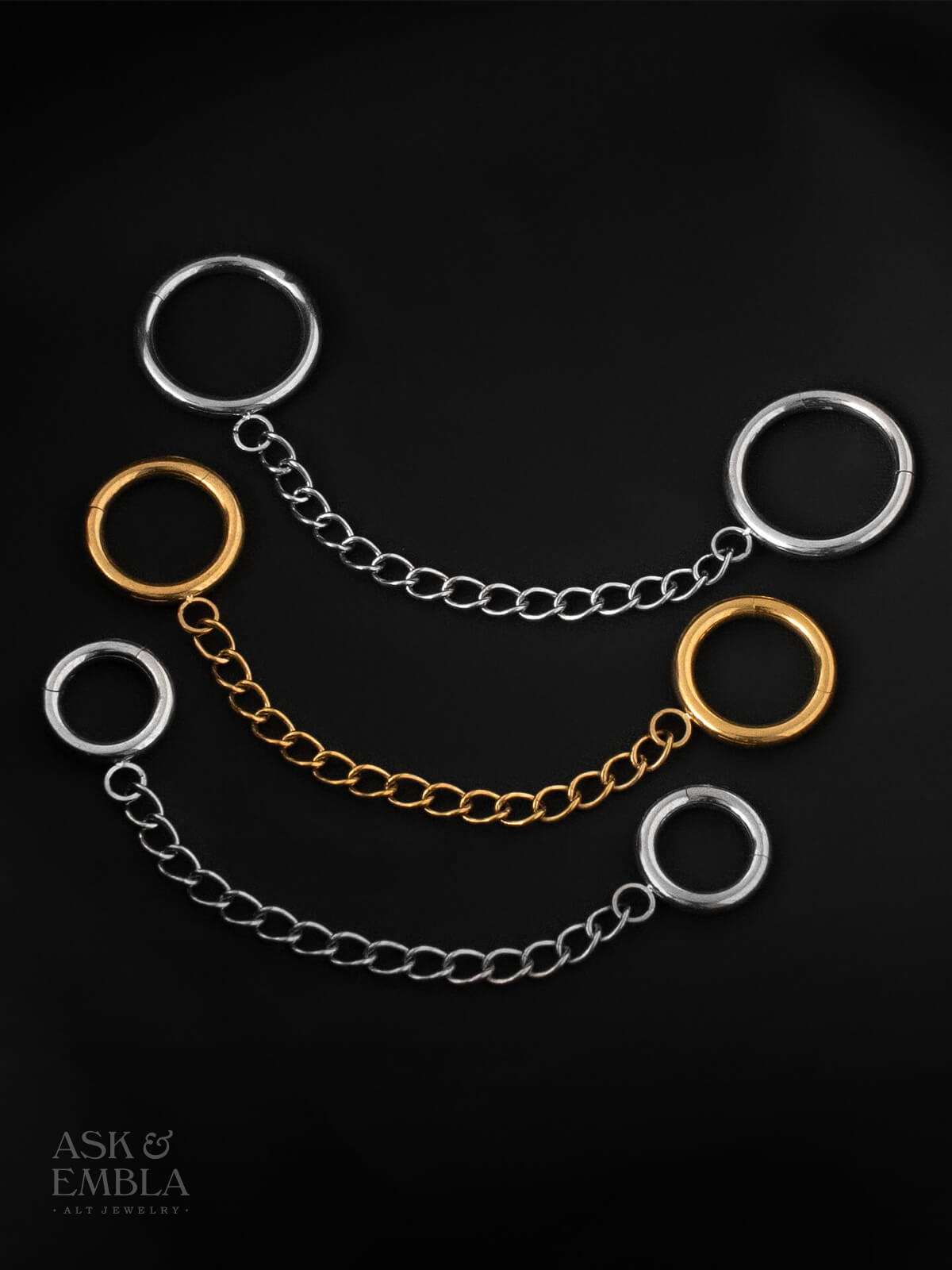 Ask & Embla リング Classic Chain Ring Stacks In Titanium