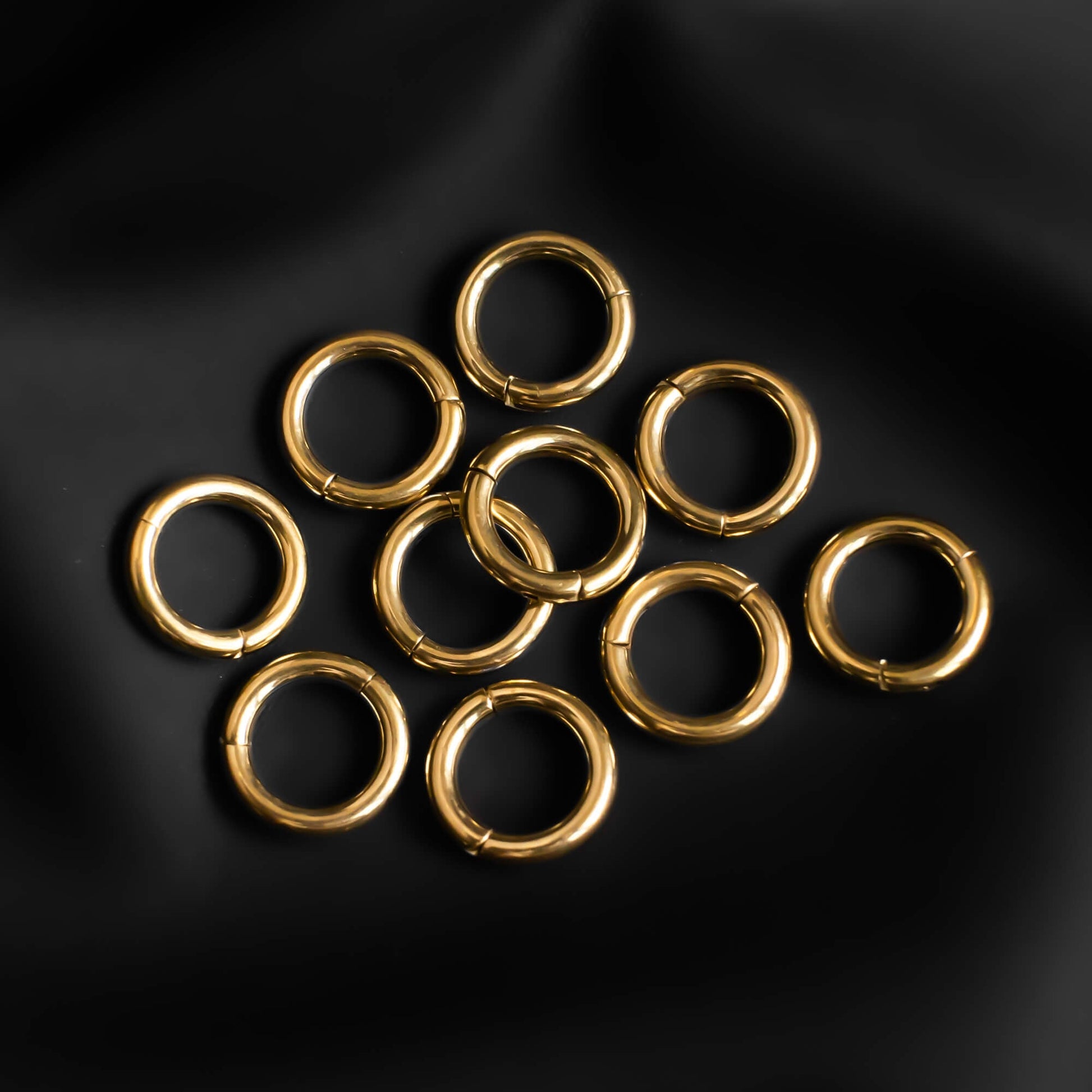Classic Ring Stack in Steel - Gold 1.2mm (16 Gauge) 6mm, Stretched Ear Jewelry