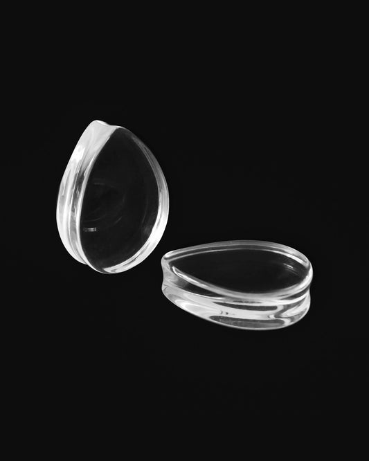 Clear Glass Teardrop Plugs (Flat) - Plugs - Ask and Embla