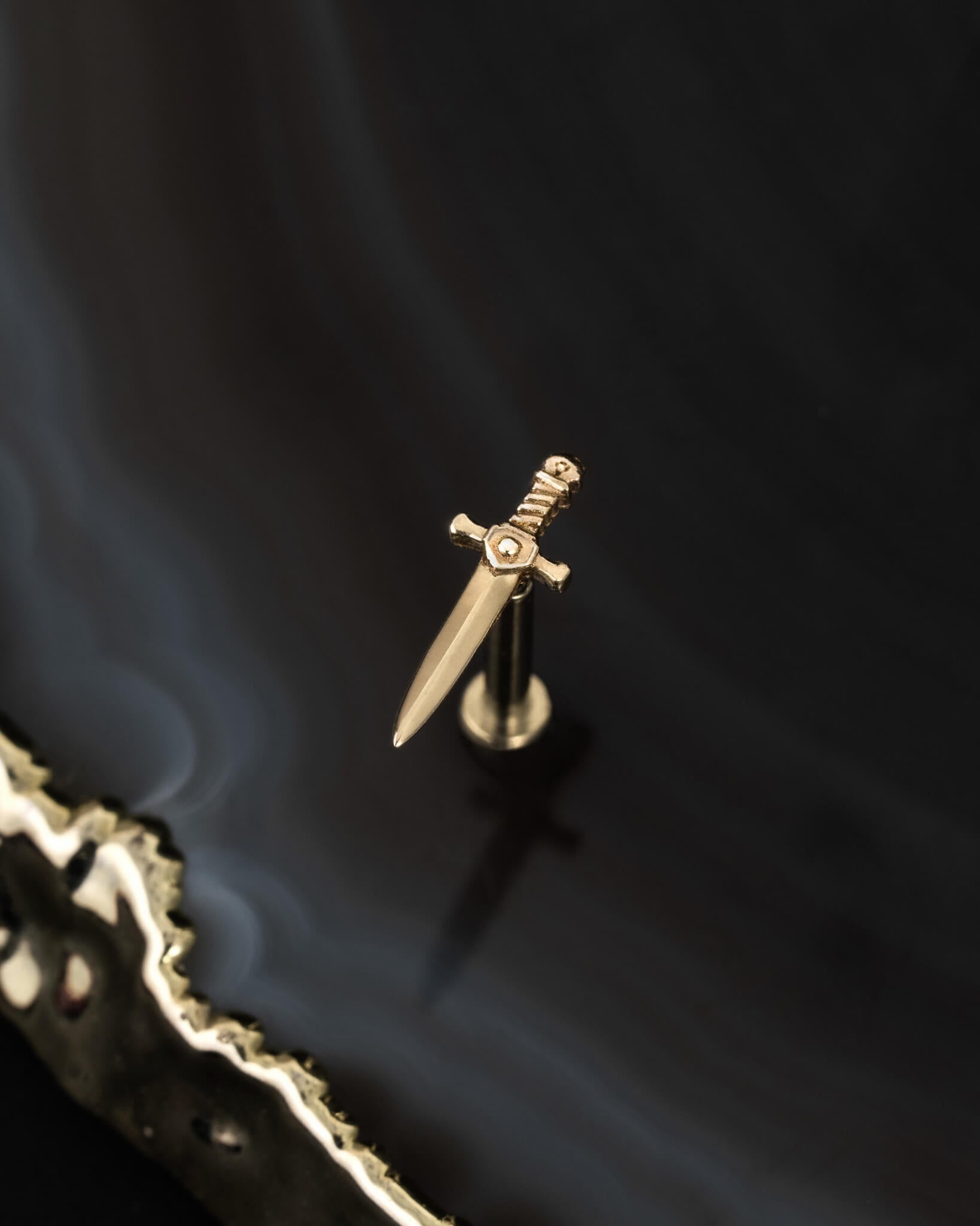 14k Solid Gold Dagger Threadless End AND outlet Flat Back Post