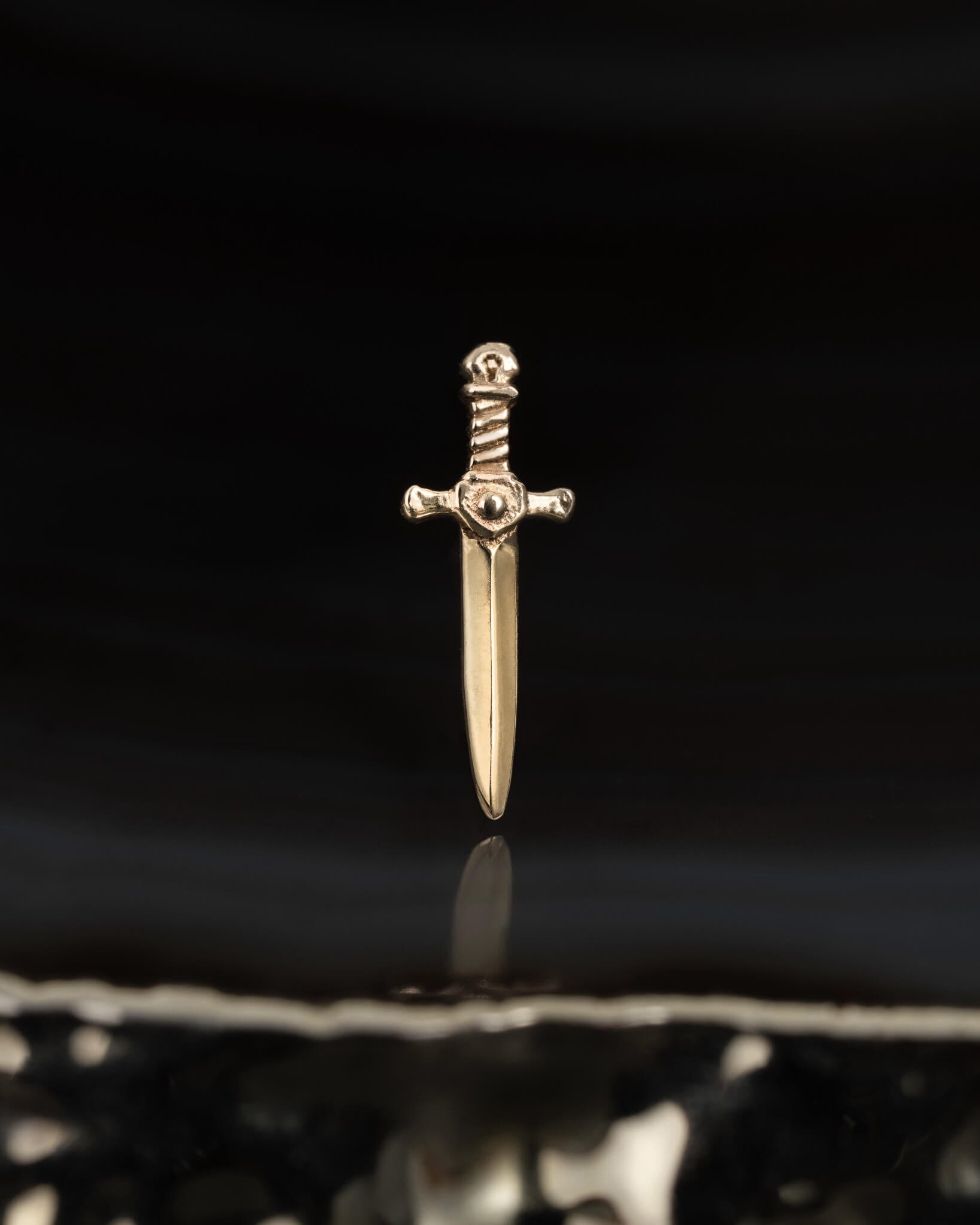 14k Solid Gold Dagger Threadless End AND outlet Flat Back Post