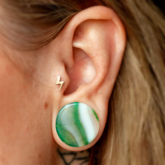 Green Striped Agate Plugs - Plugs - Ask and Embla
