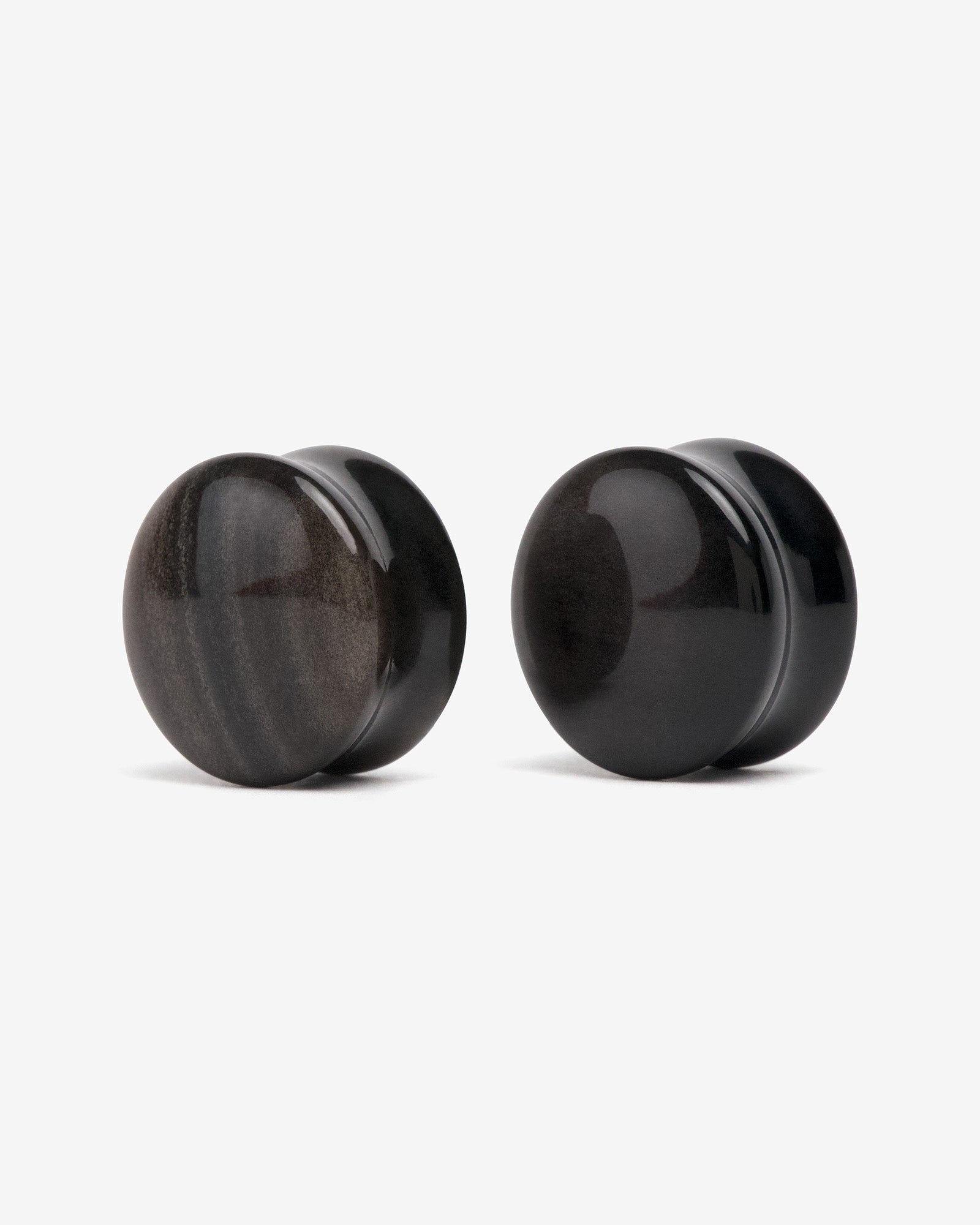 Silver Obsidian Round Plugs | Stretched Ear Jewelry | Plug