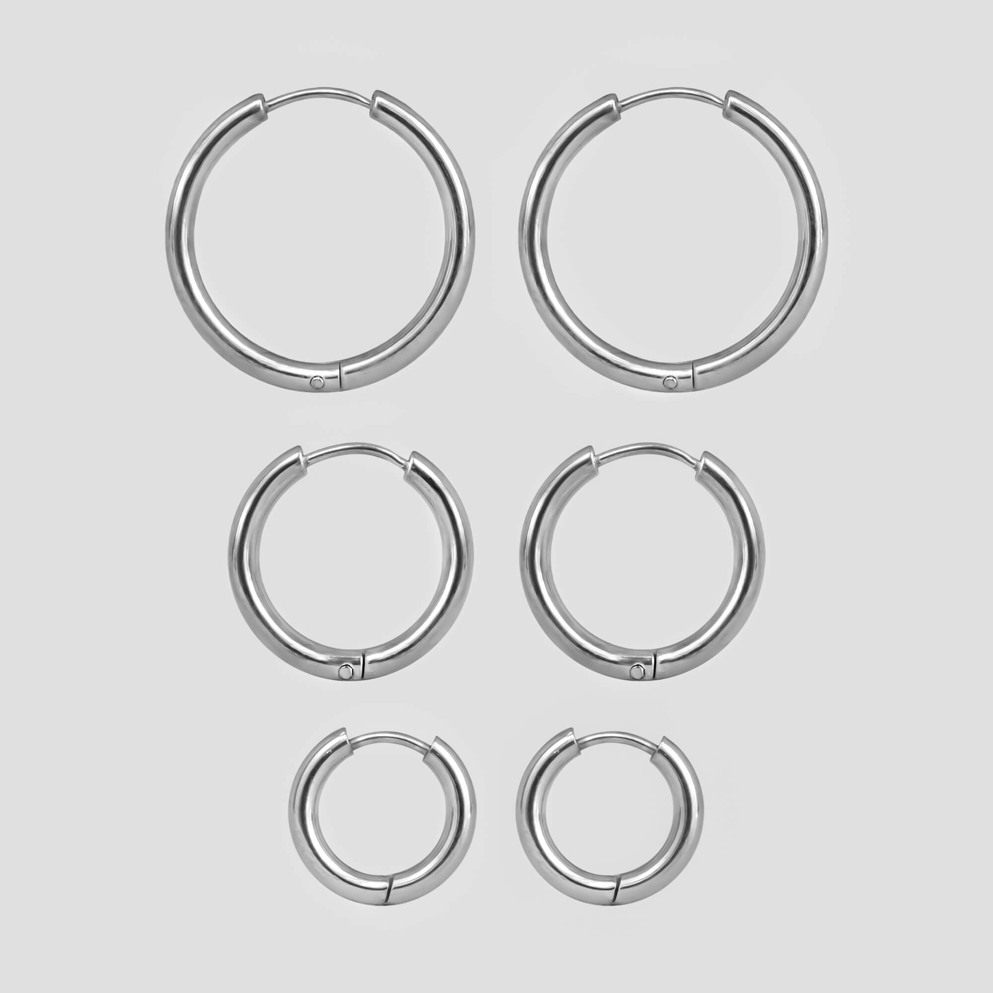 Silver hoop earrings on sale set of 3