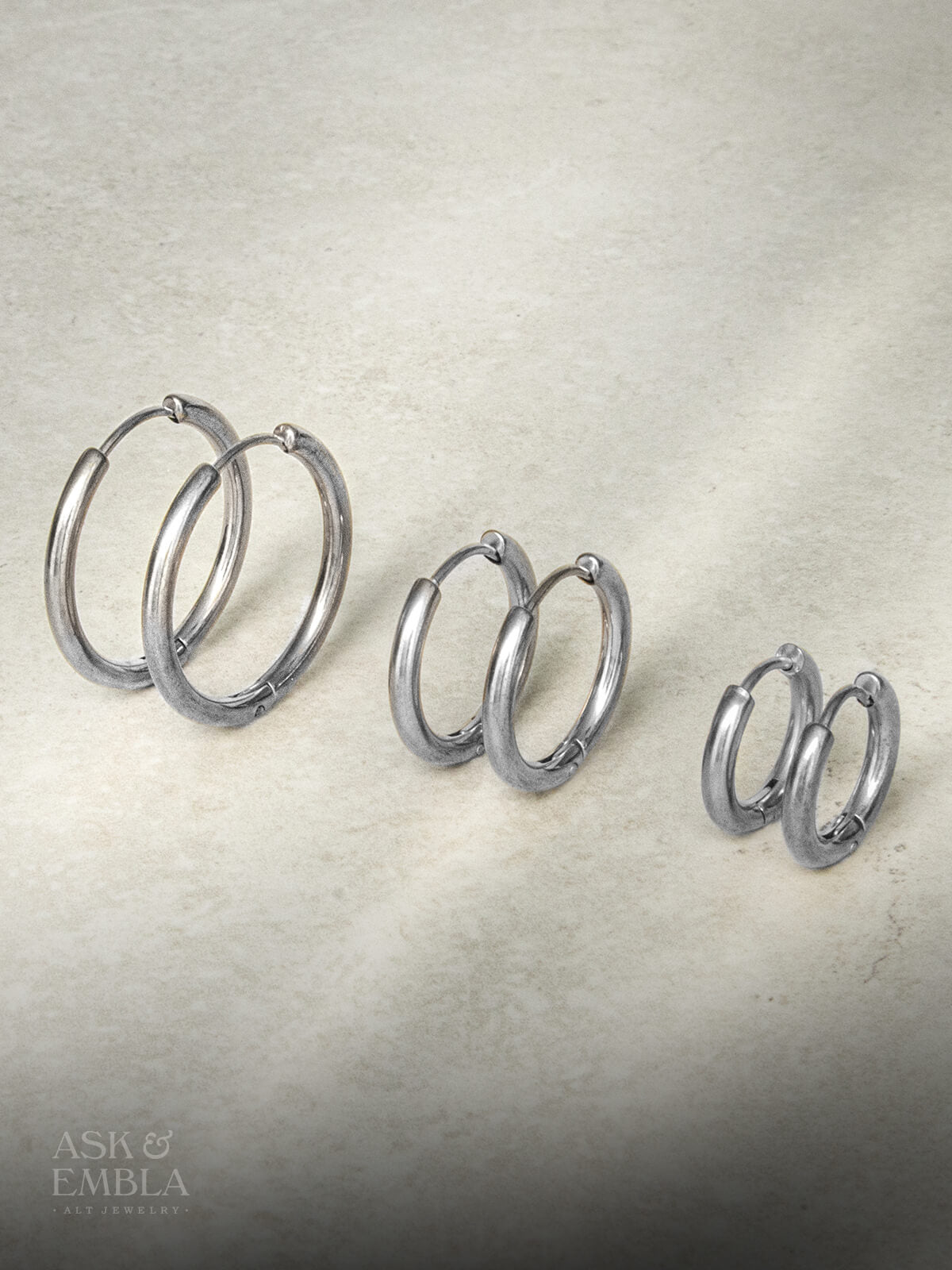 Sterling Silver Hoop Earrings Set of 3 Sizes 